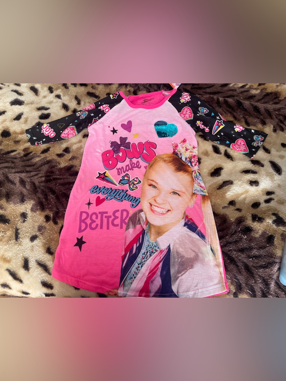 Nickelodeon JoJo Siwa Pink and Black Girls' Pajama Nightgown
